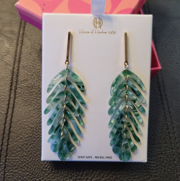 House of Harlow 1960 Jewelry - House of Harlow 1960 Green Leaf Drop Earrings